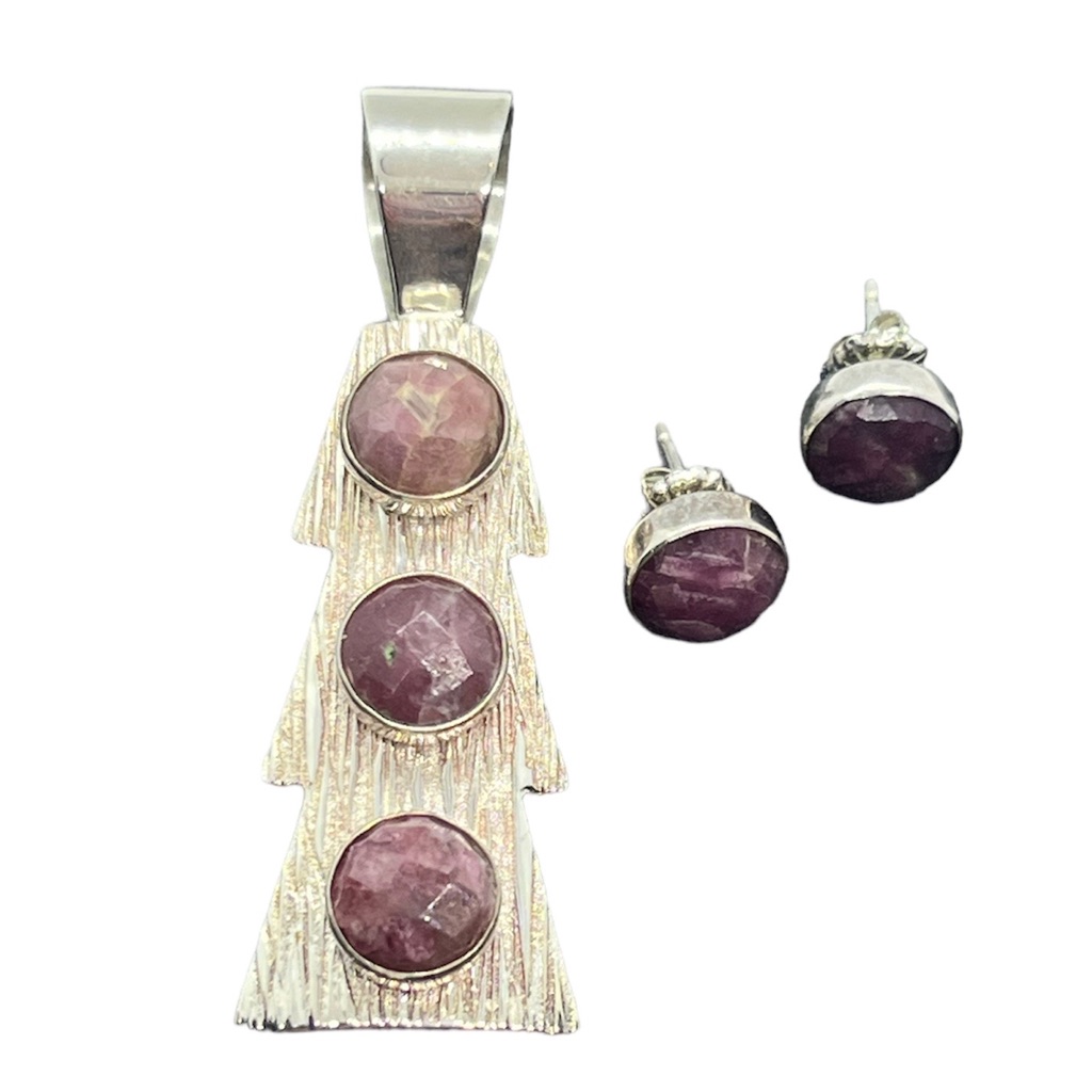 Sterling Silver Jay King Dtr Artist Pendant And Earrings Matching Set Stone 139$